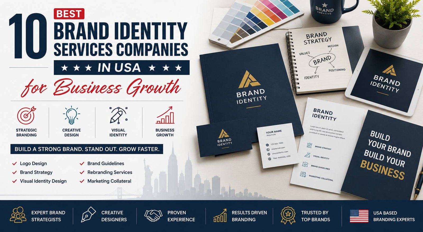 Top brand identity services companies in USA helping businesses grow through creative branding and visual identity design