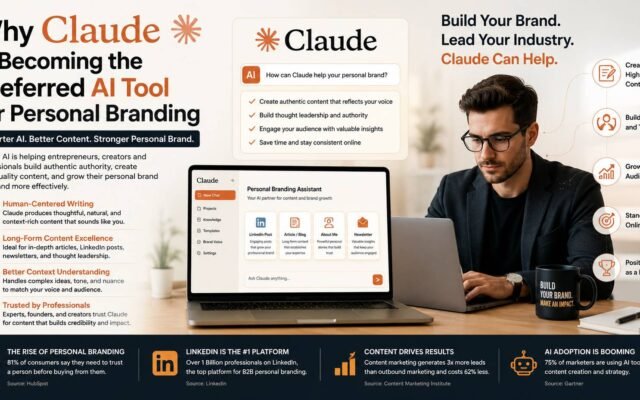 Claude AI helping entrepreneurs and creators build strong personal branding through AI powered content creation