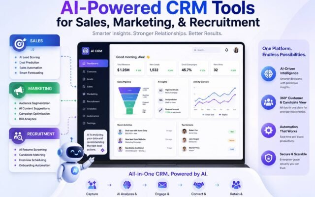 AI powered CRM tools for sales marketing and recruitment management