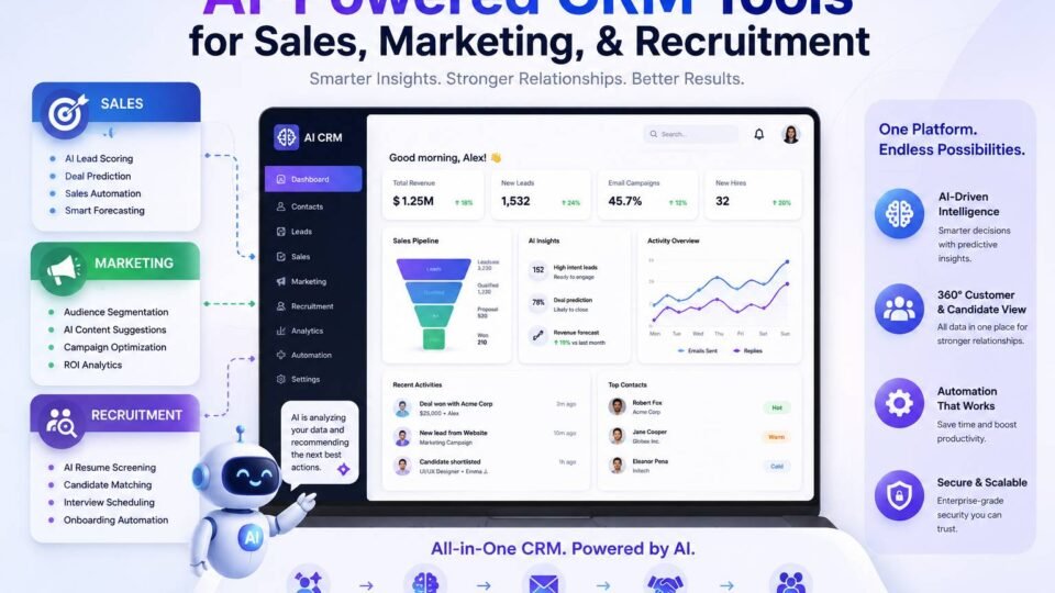 AI powered CRM tools for sales marketing and recruitment management