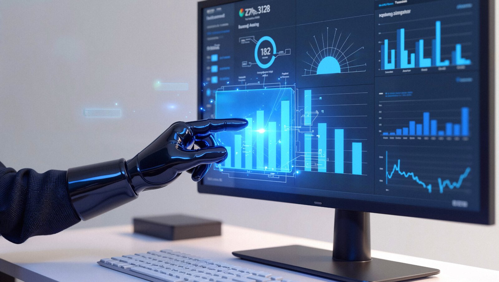 Retail planner reviewing machine learning demand forecast charts for store inventory