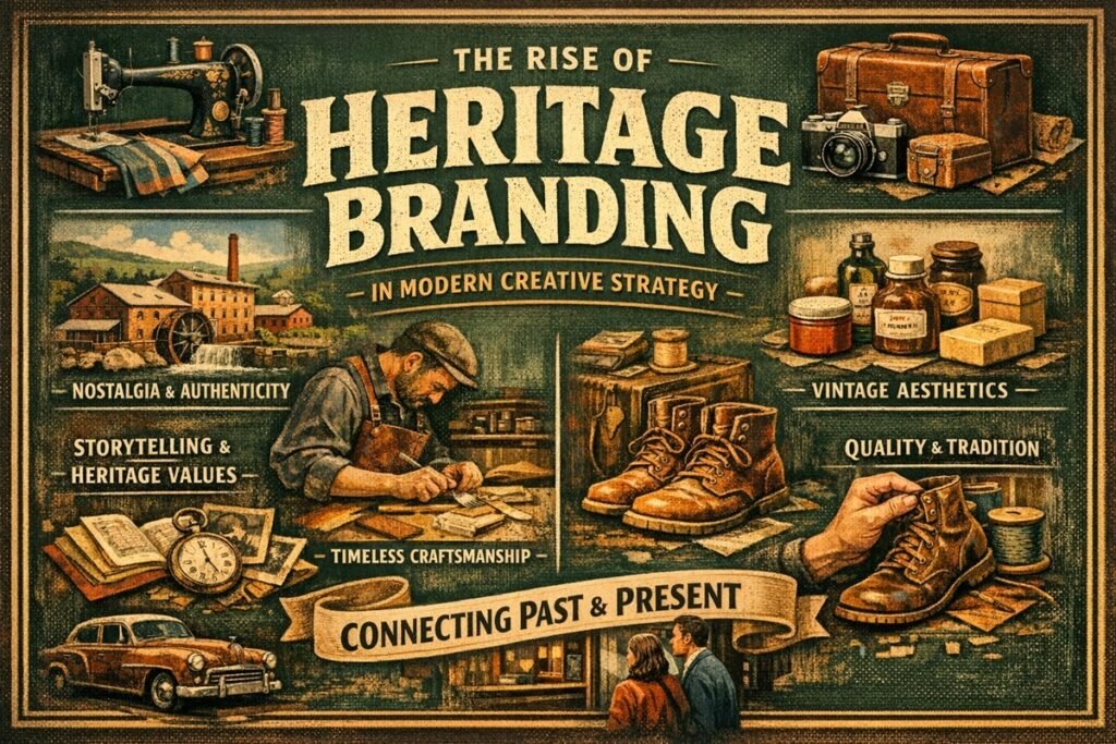 Heritage branding concept showing legacy brand storytelling and modern creative marketing strategy