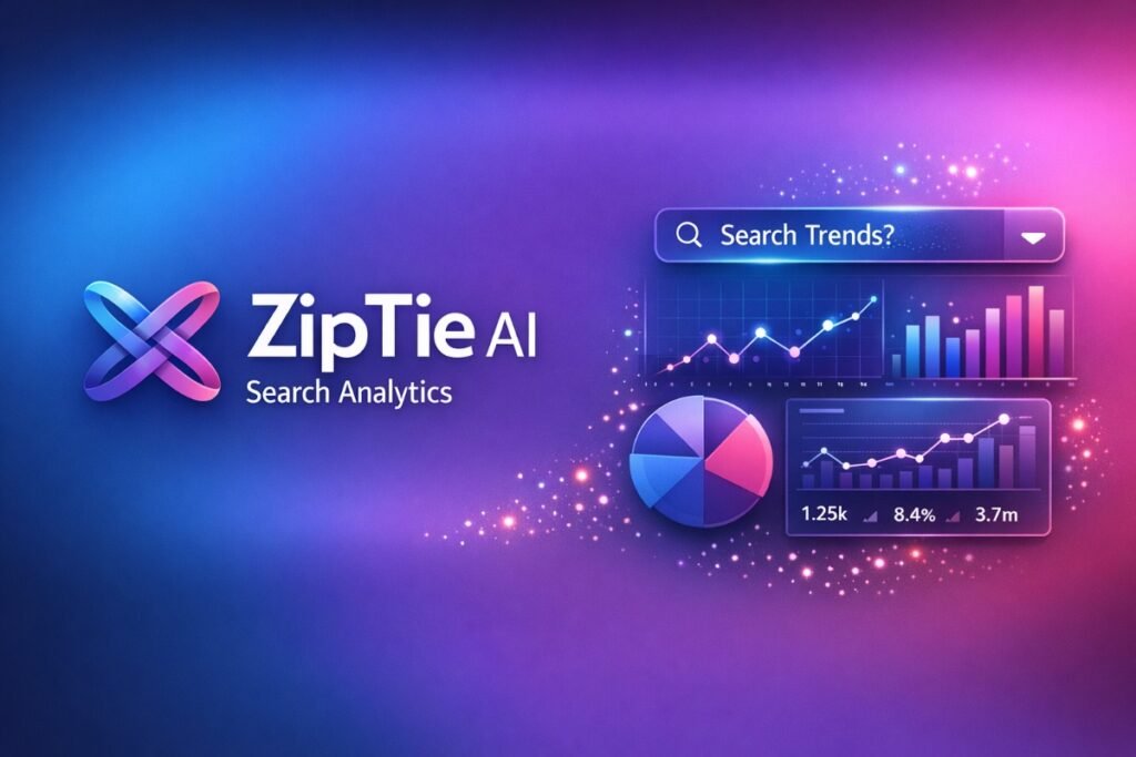 ZipTie AI search analytics dashboard tracking brand visibility in AI search results